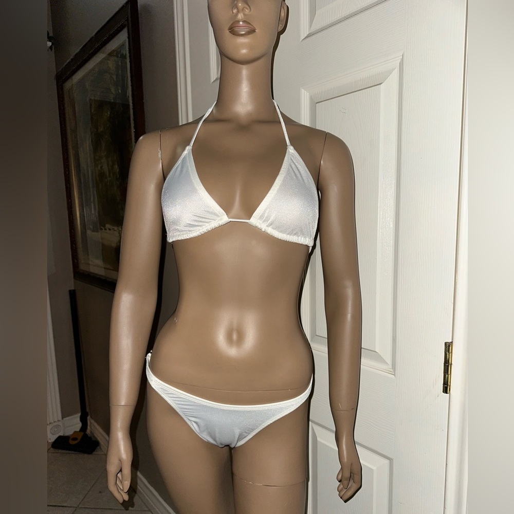 Vintage white shiny bikini size small.